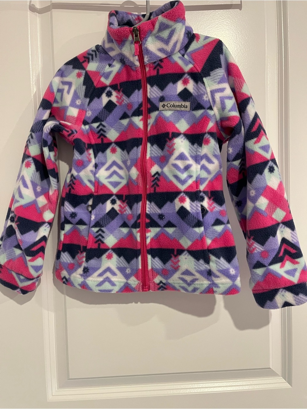 Columbia Pink and Purple Patterned Fleece Jacket